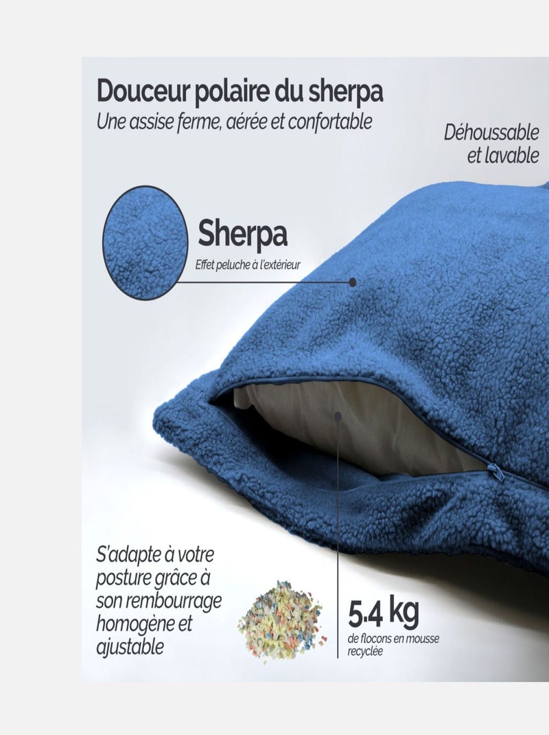 Pouf géant XXL, fauteuil d'intérieur déhoussable - Sherpa - Vivezen Bleu marine - Kiabi