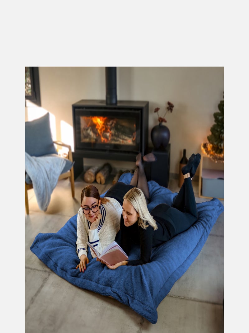 Pouf géant XXL, fauteuil d'intérieur déhoussable - Sherpa - Vivezen Bleu marine - Kiabi