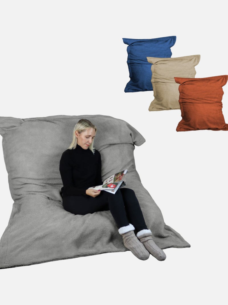 Pouf géant XXL, fauteuil d'intérieur déhoussable - Sherpa - Vivezen Gris - Kiabi