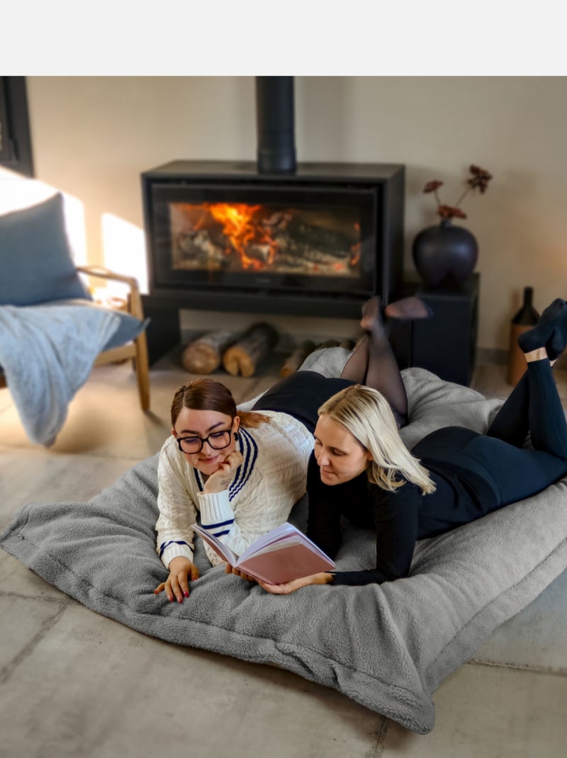 Pouf géant XXL, fauteuil d'intérieur déhoussable - Sherpa - Vivezen Gris - Kiabi