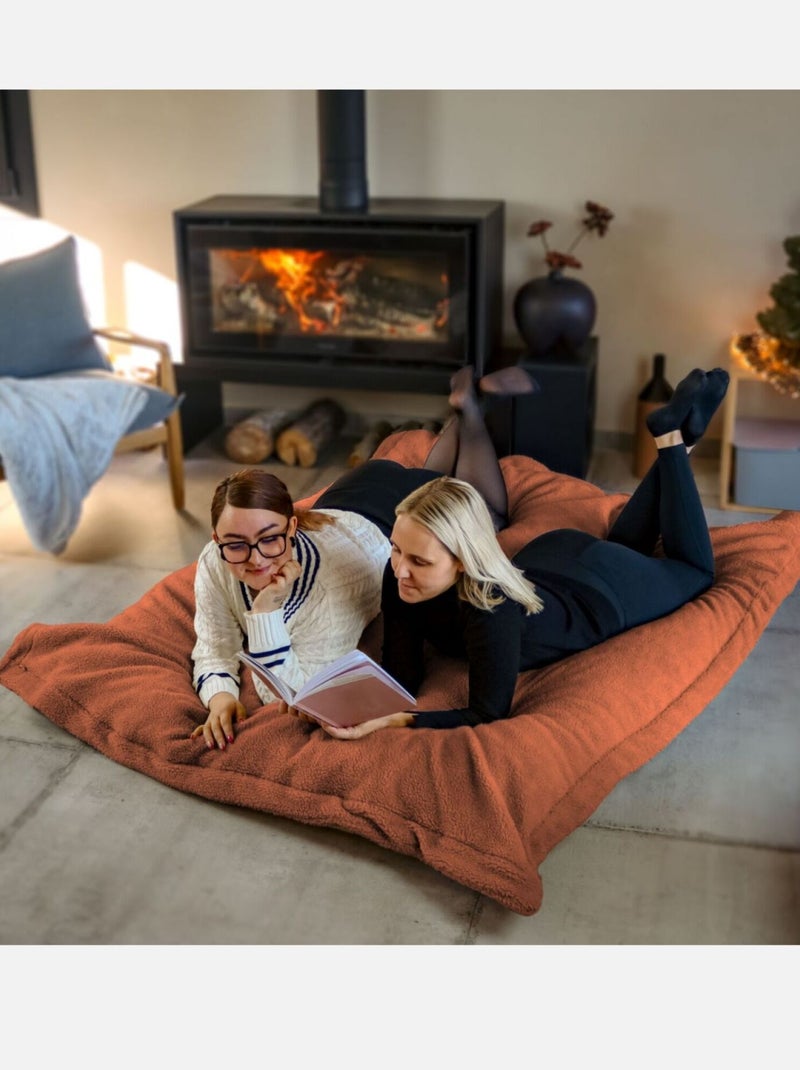 Pouf géant XXL, fauteuil d'intérieur déhoussable - Sherpa - Vivezen Rouge brique - Kiabi