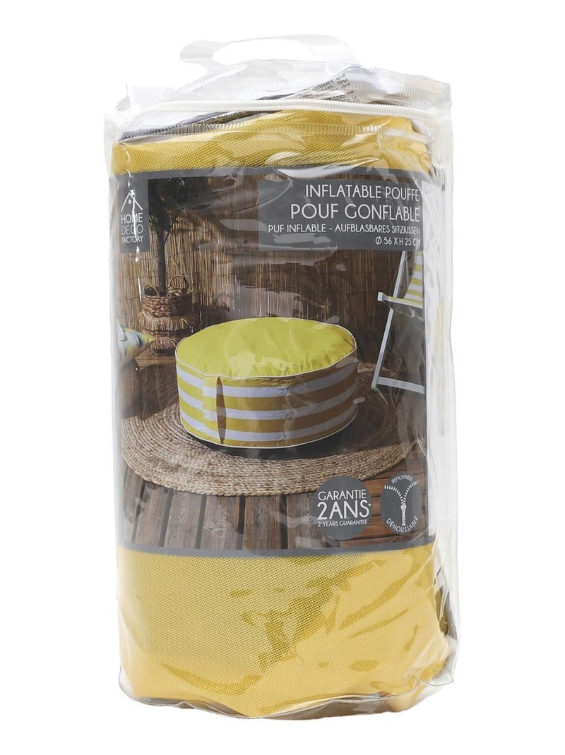 Pouf gonflable à rayures Jaune - Kiabi