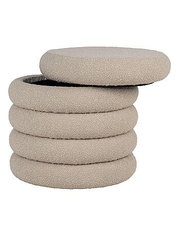 Pouf gris en polyester bouclé avec rangement Ø 44 - House Nordic