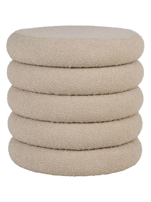 Pouf gris en polyester bouclé avec rangement Ø 44 - House Nordic - Kiabi