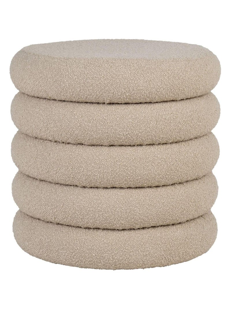 Pouf gris en polyester bouclé avec rangement Ø 44 - House Nordic Gris - Kiabi
