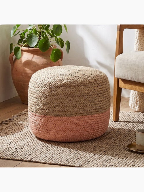 Pouf jute bicolore CLOE - Kiabi