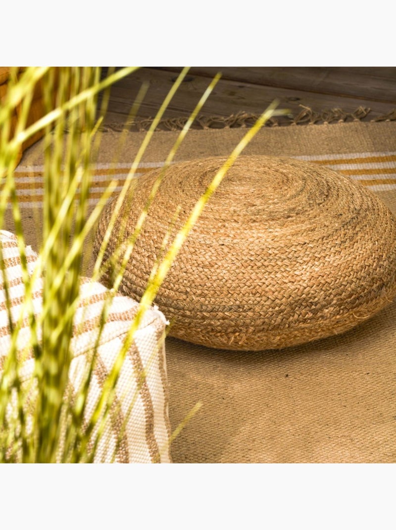Pouf jute tressée rond Beige - Kiabi