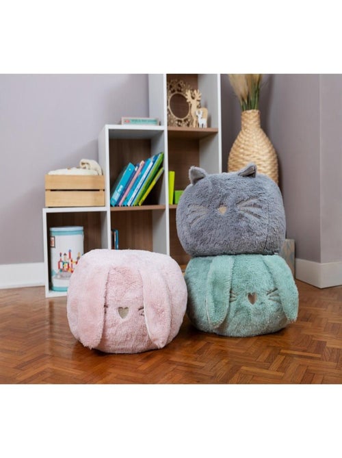 Pouf  lapin en peluche - Enfant - Made in France - Kiabi