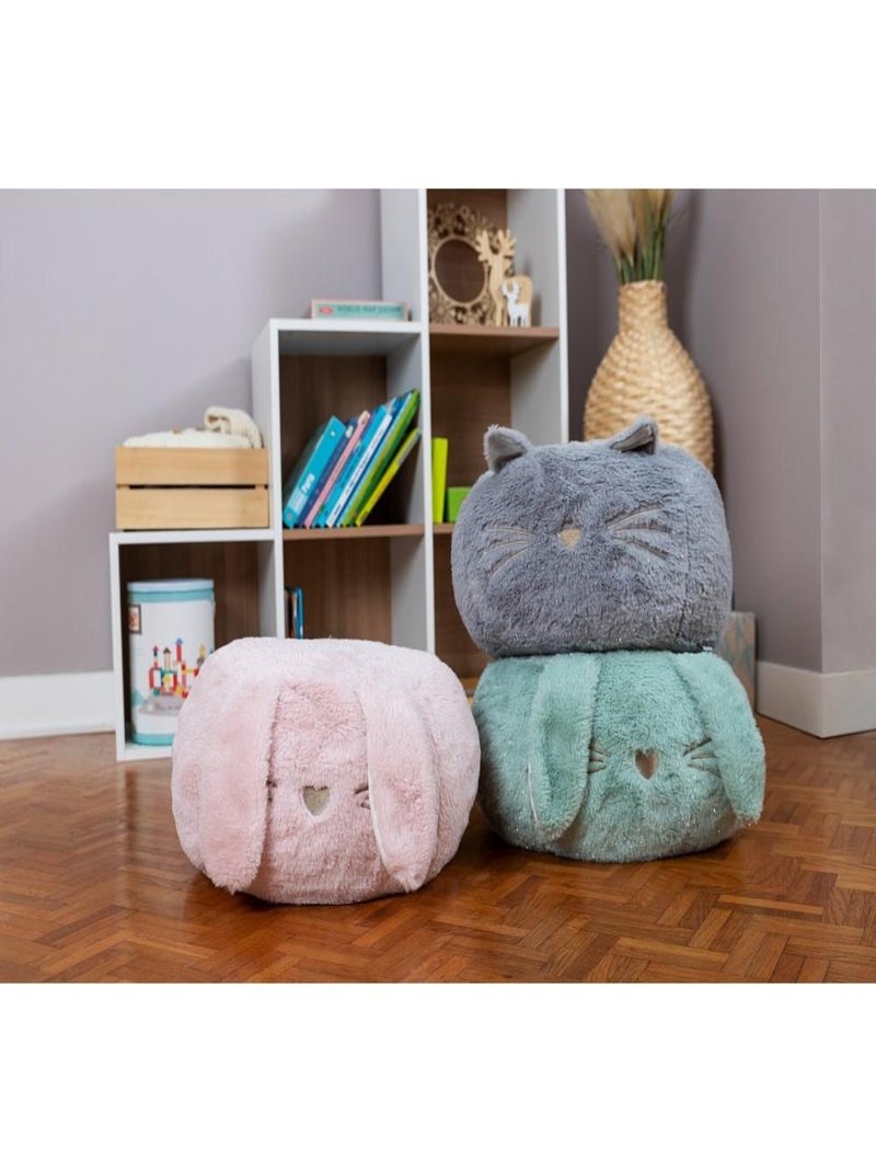 Pouf  lapin en peluche - Enfant - Made in France Rose - Kiabi