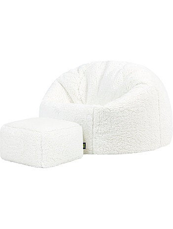 Pouf large enfant avec repose-pied carré assorti en polaire peluche douce - icon
