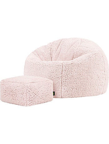Pouf large enfant avec repose-pied carré assorti en polaire peluche douce - icon