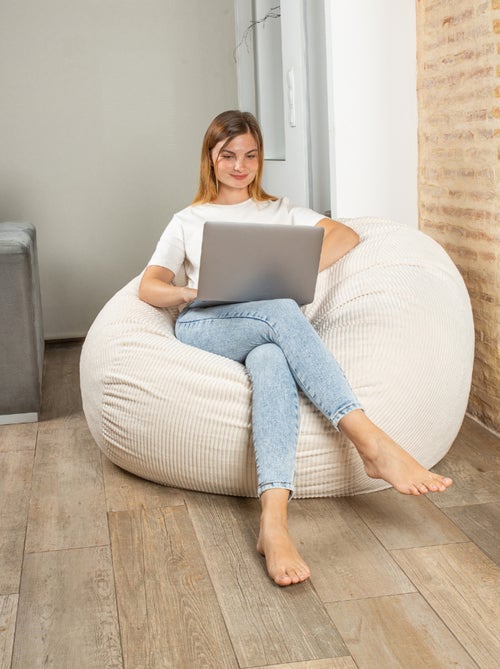 Pouf lit convertible 2en1 blanc cassé - Kiabi Pouf lit convertible 2en1 blanc cassé - Kiabi