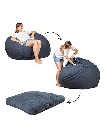 Pouf lit convertible 2en1 gris foncé