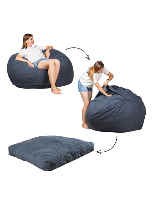 Pouf lit convertible 2en1 bleu foncé - Kiabi Pouf lit convertible 2en1 bleu foncé - Kiabi