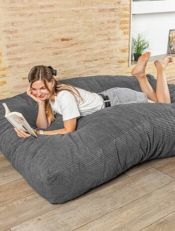 Pouf lit convertible 2en1 gris foncé