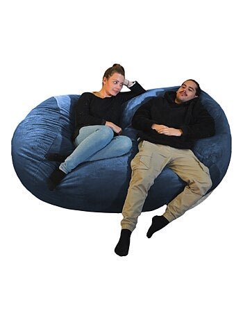 Pouf long géant déhoussable fausse fourrure gris clair 160 cm