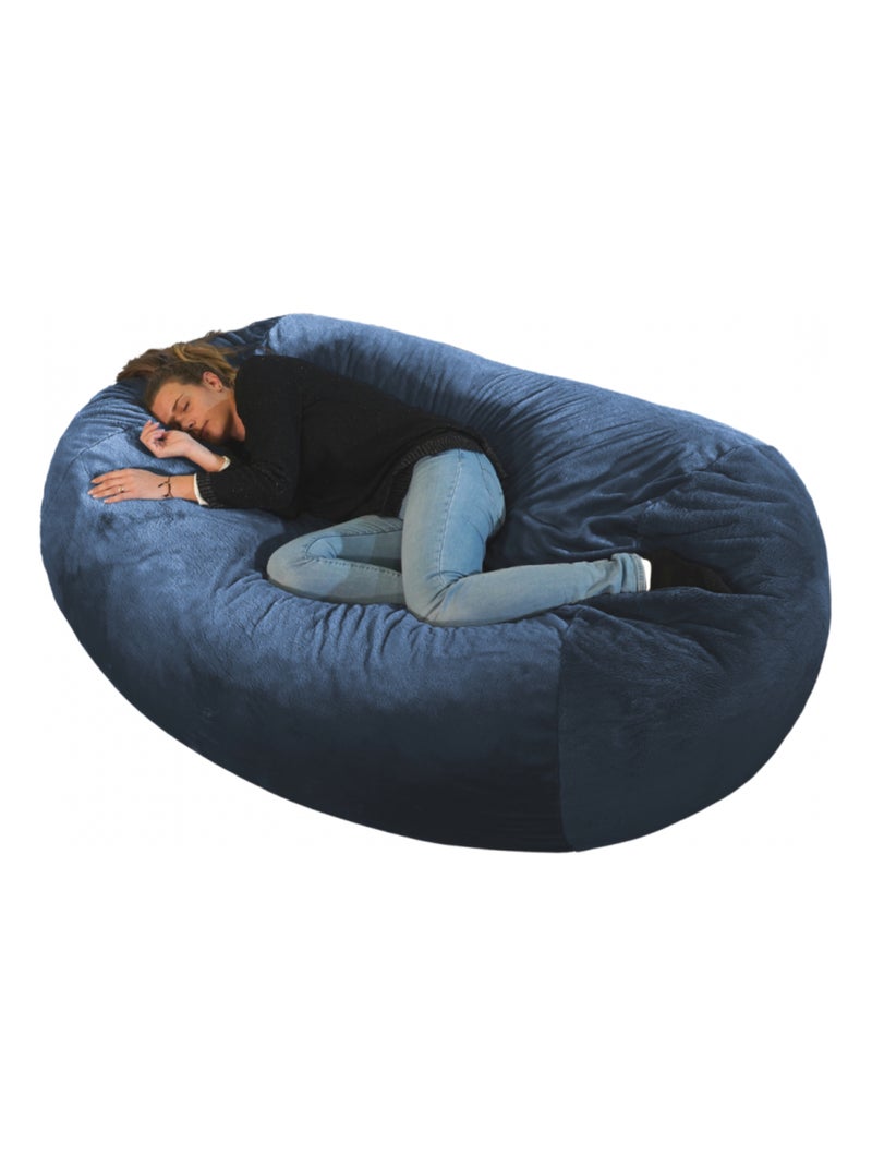 Pouf long géant déhoussable fausse fourrure bleu 160 cm Bleu - Kiabi