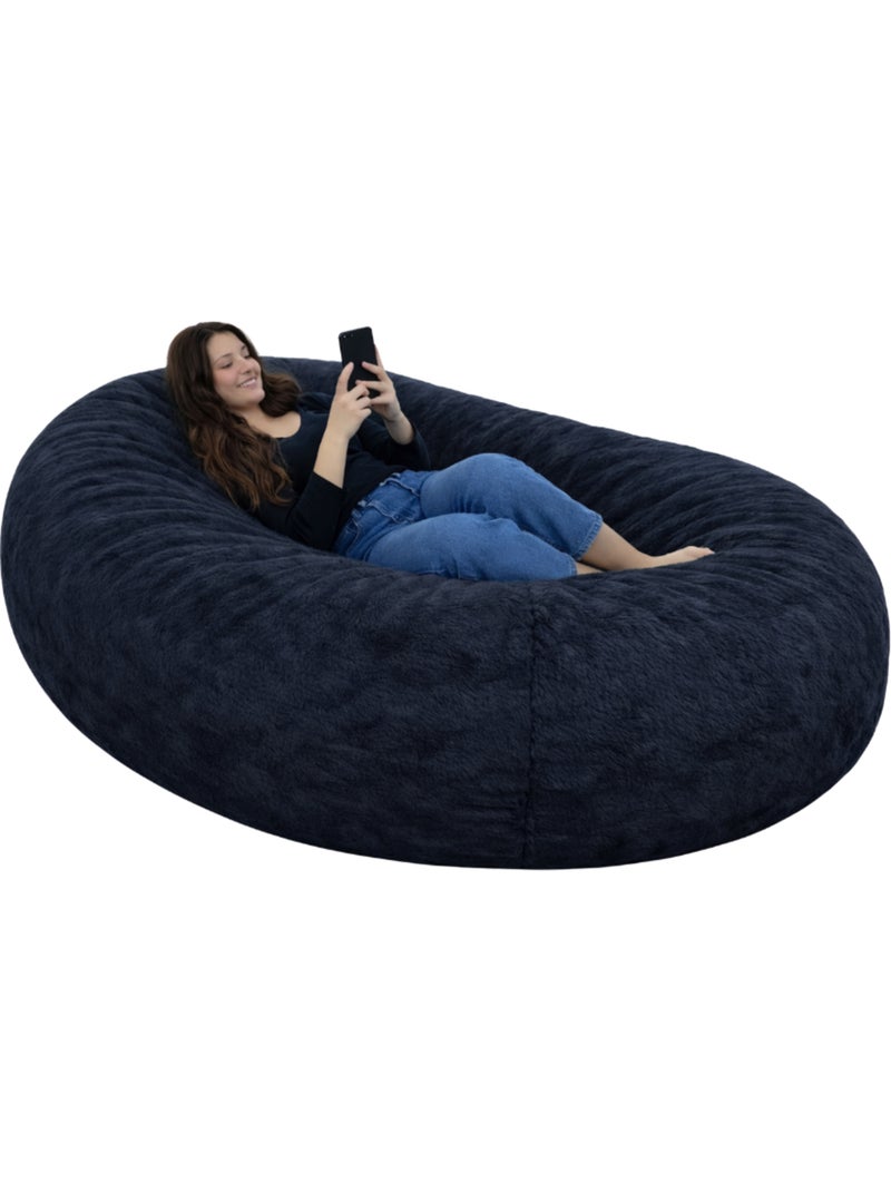 Pouf long géant déhoussable fausse fourrure bleu 160 cm Bleu - Kiabi