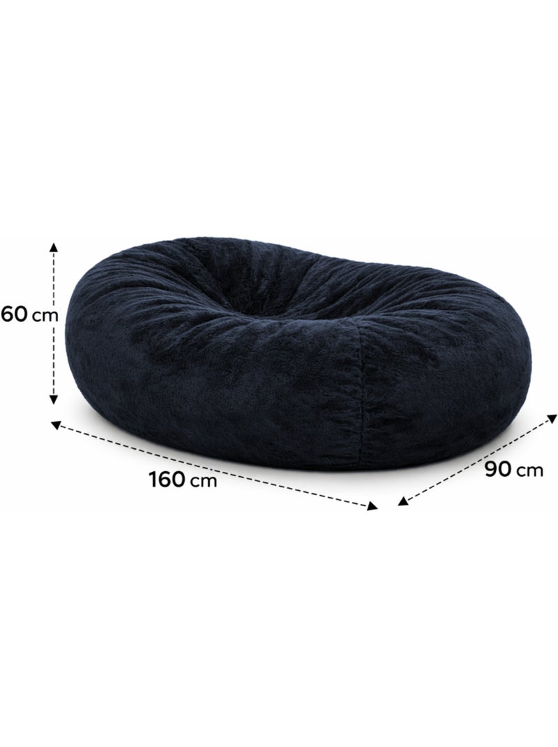 Pouf long géant déhoussable fausse fourrure bleu 160 cm Bleu - Kiabi