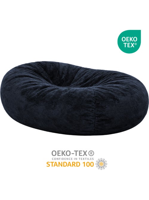 Pouf long géant déhoussable fausse fourrure bleu 160 cm - Kiabi