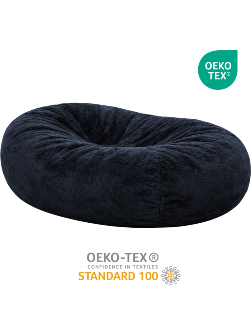 Pouf long géant déhoussable fausse fourrure bleu 160 cm Bleu - Kiabi