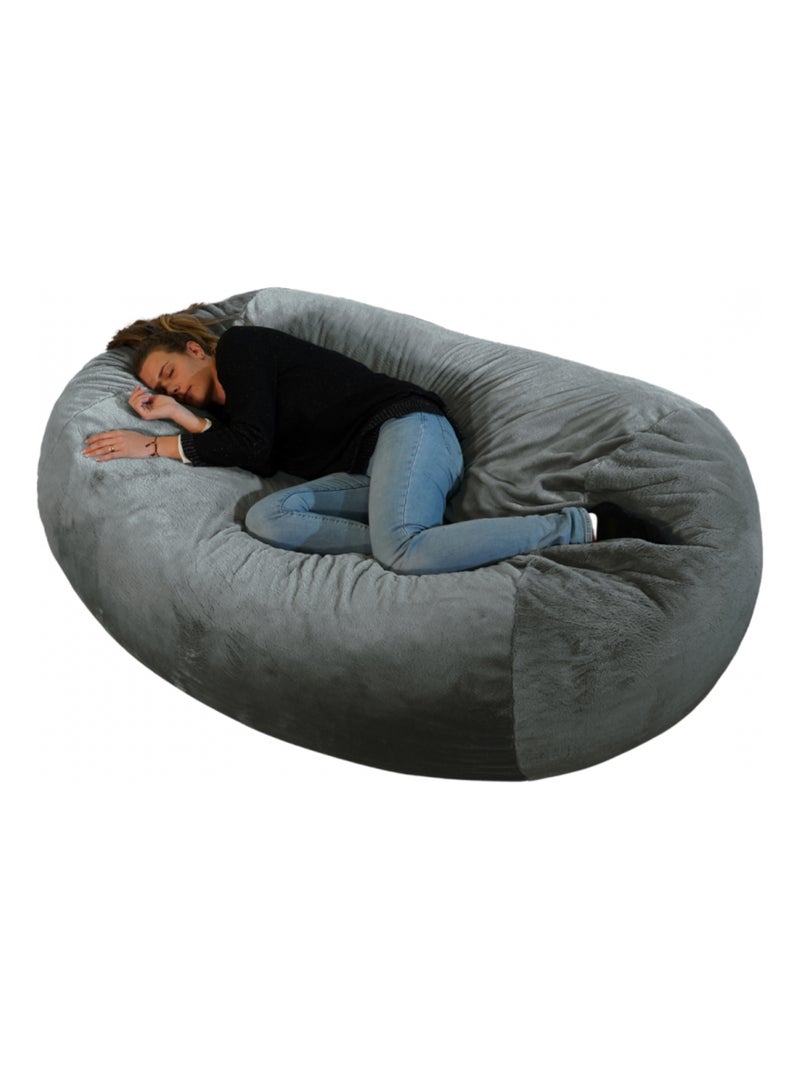 Pouf long géant déhoussable fausse fourrure gris 160 cm Gris - Kiabi