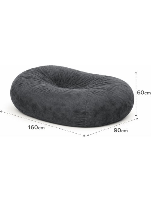 Pouf long géant déhoussable fausse fourrure gris 160 cm - Kiabi