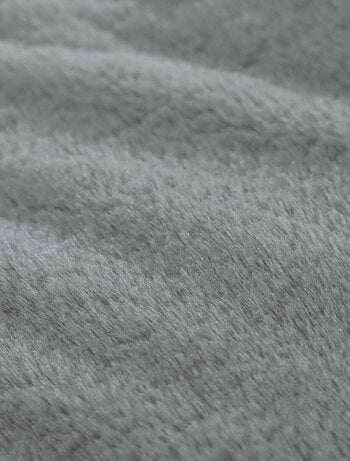 Pouf long géant déhoussable fausse fourrure gris clair 160 cm