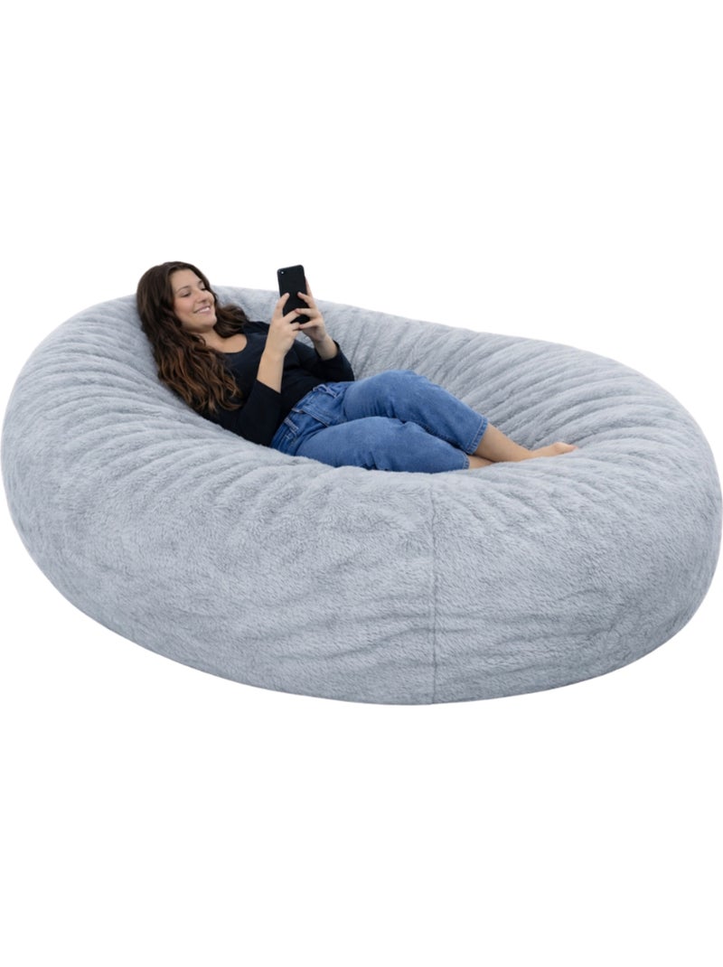 Pouf long géant déhoussable fausse fourrure gris clair 160 cm Gris clair - Kiabi