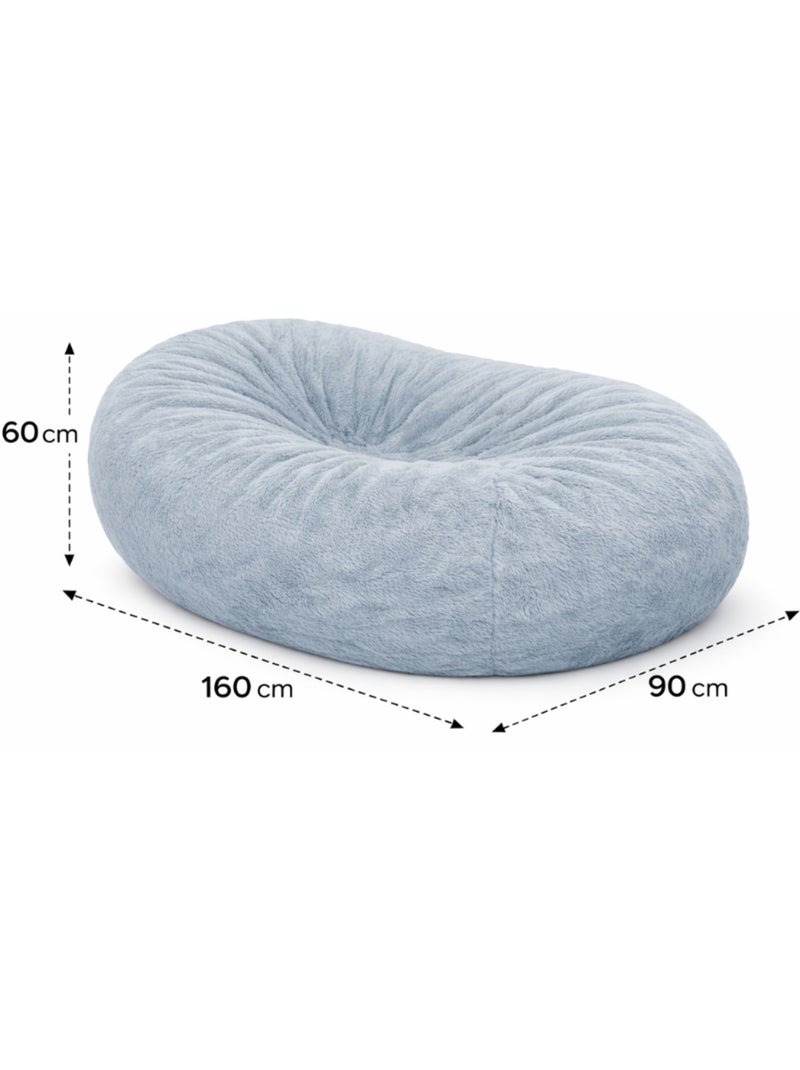 Pouf long géant déhoussable fausse fourrure gris clair 160 cm Gris clair - Kiabi