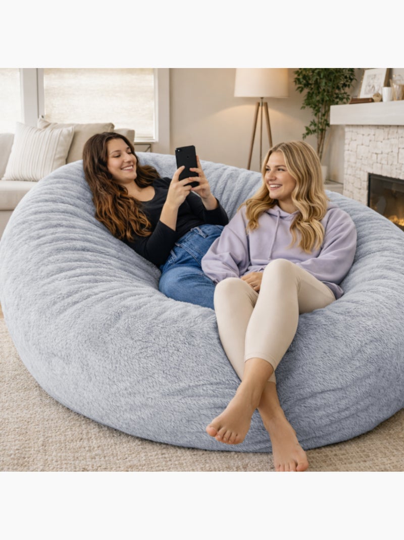 Pouf long géant déhoussable fausse fourrure gris clair 160 cm Gris clair - Kiabi