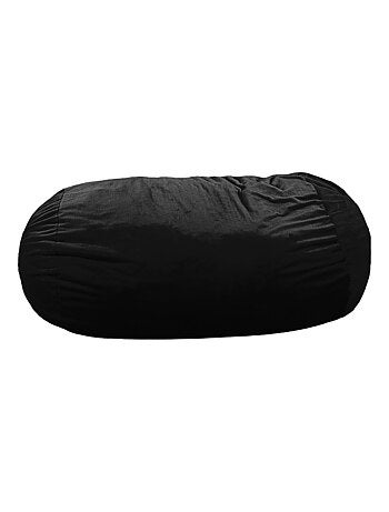 Pouf long géant déhoussable fausse fourrure gris clair 160 cm