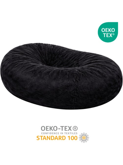 Pouf long géant déhoussable fausse fourrure noir 160 cm - Kiabi