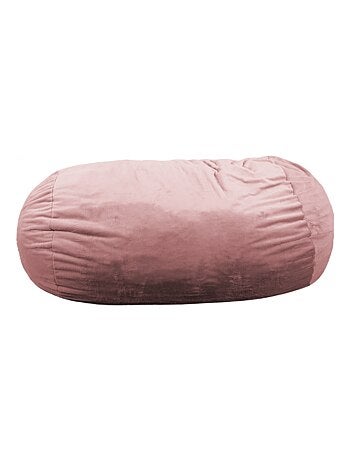 Pouf long géant déhoussable fausse fourrure gris clair 160 cm