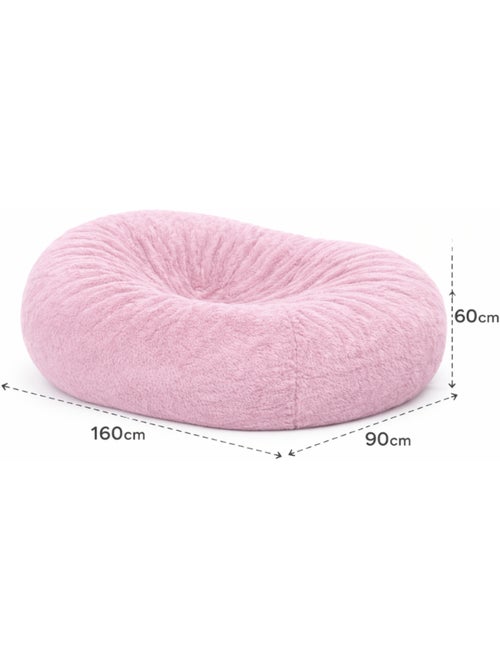 Pouf long géant déhoussable fausse fourrure rose 160 cm - Kiabi