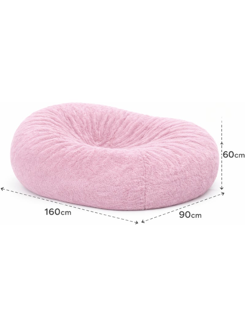 Pouf long géant déhoussable fausse fourrure rose 160 cm Rose - Kiabi