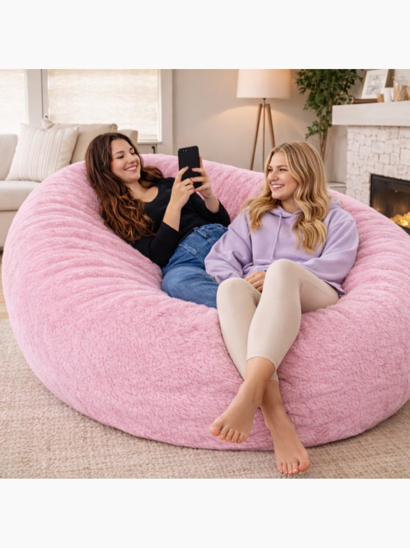 Pouf long géant déhoussable fausse fourrure rose 160 cm Rose - Kiabi