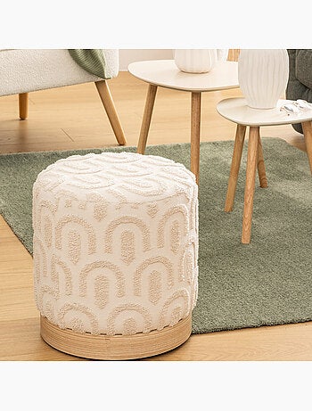 Pouf motifs graphiques tuftés en relief COPAS