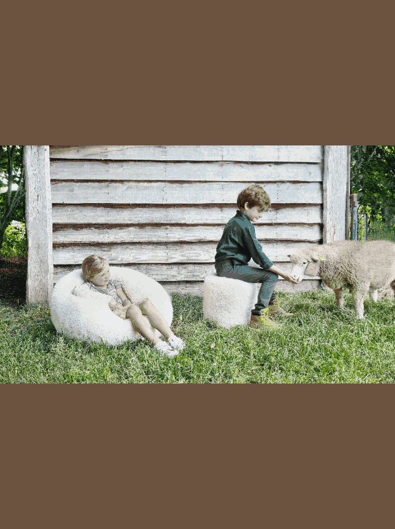 Pouf mouton Marron - Kiabi