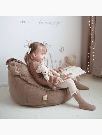 Pouf ours enfant 67x58x50 cm en velours côtelé fin meow baby