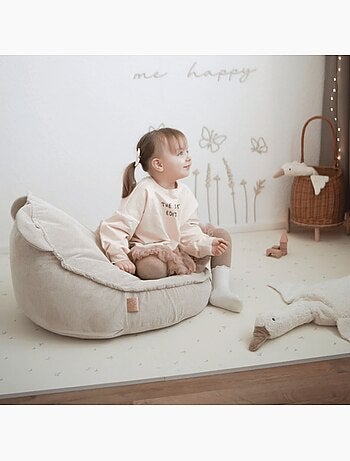 Pouf ours enfant 67x58x50 cm en velours côtelé fin meow baby