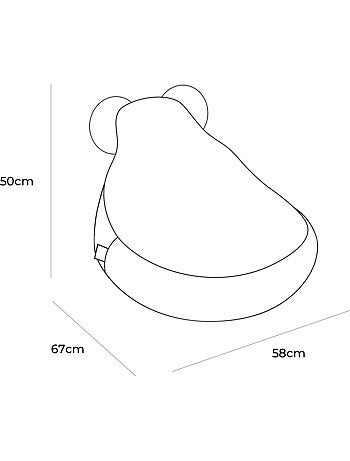 Pouf ours enfant 67x58x50 cm en velours côtelé fin meow baby
