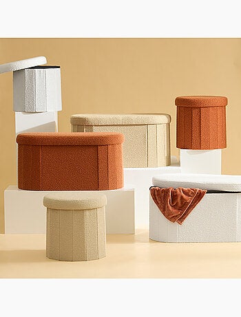 Pouf ovale pliable avec rangement FINK
