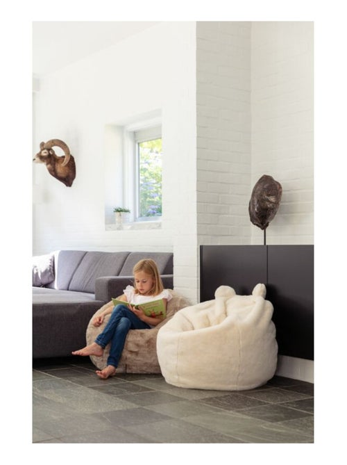 Pouf peluche ours blanc Bibib & Co - Kiabi