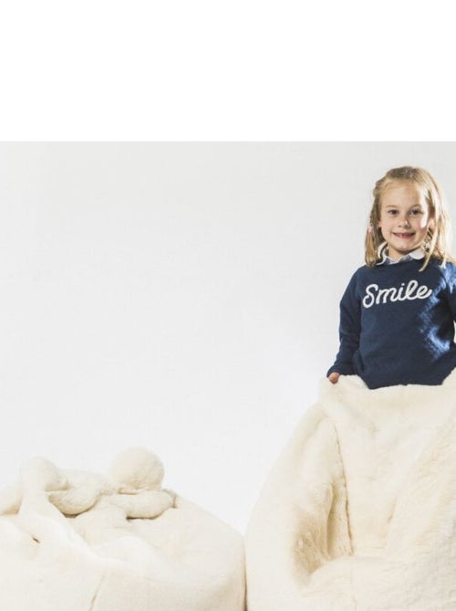 Pouf peluche ours blanc Bibib & Co - Kiabi