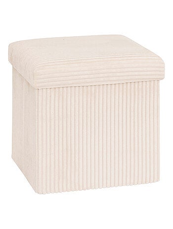 Pouf pliable - Effet velours côtelé avec rangement intégré