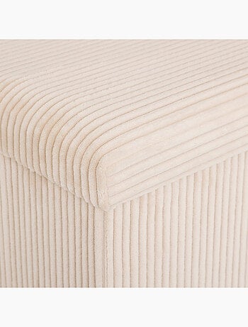 Pouf pliable - Effet velours côtelé avec rangement intégré