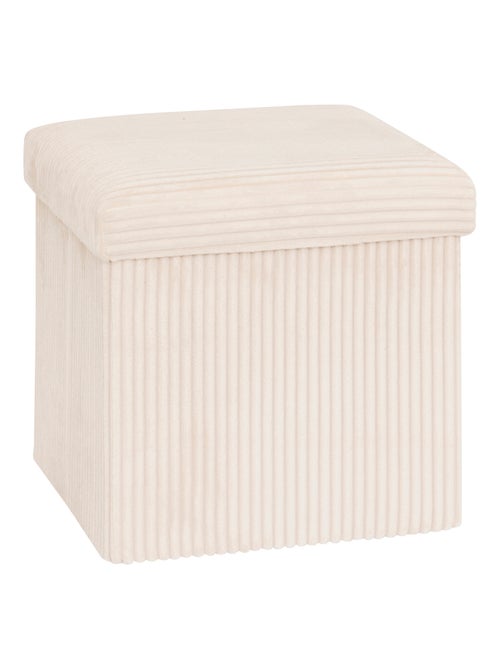 Pouf pliable  - Effet velours côtelé avec rangement intégré - Kiabi