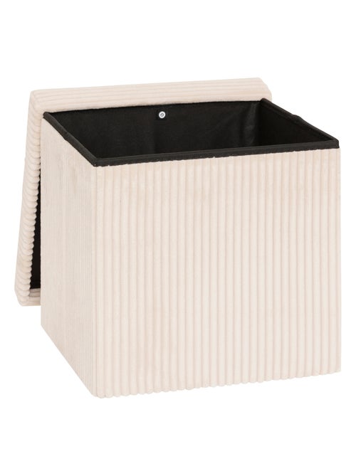 Pouf pliable  - Effet velours côtelé avec rangement intégré - Kiabi