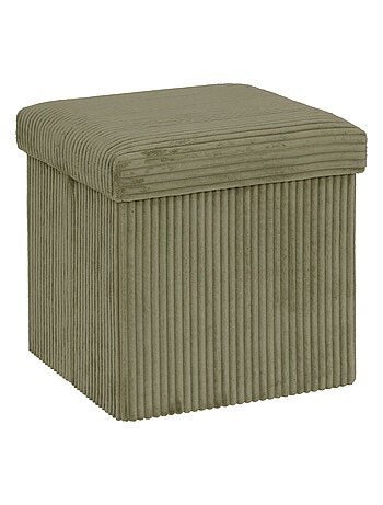 Pouf pliable - Effet velours côtelé avec rangement intégré
